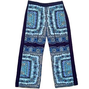 Paisley Pants with Drawstring and Side Panel Details